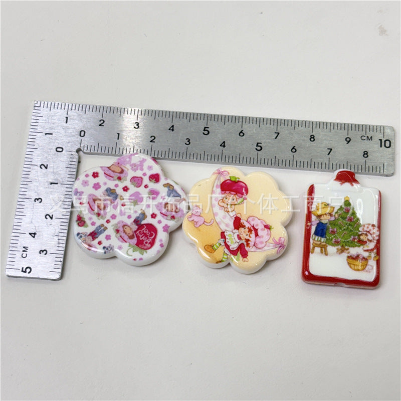 Wholesale 100pcs/pack Strawberry Print Irregularly Shaped Beaded Pen Accessories OLY Exclusive